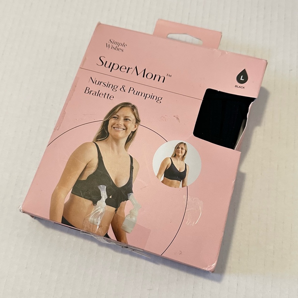 Simple Wishes SuperMom Black Nursing & Pumping Bralette L